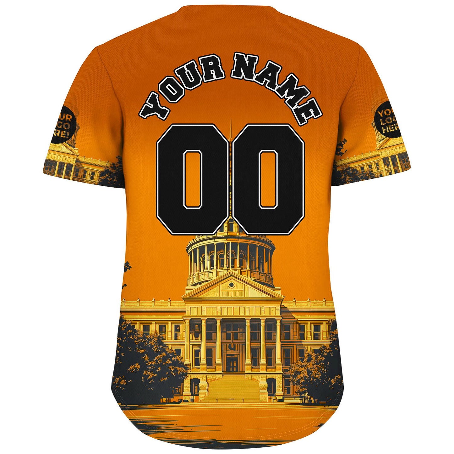 Dark Grey Burnt Orange Texas State Capitol In Dawn Custom Name Baseball Jerseys For Men & Women