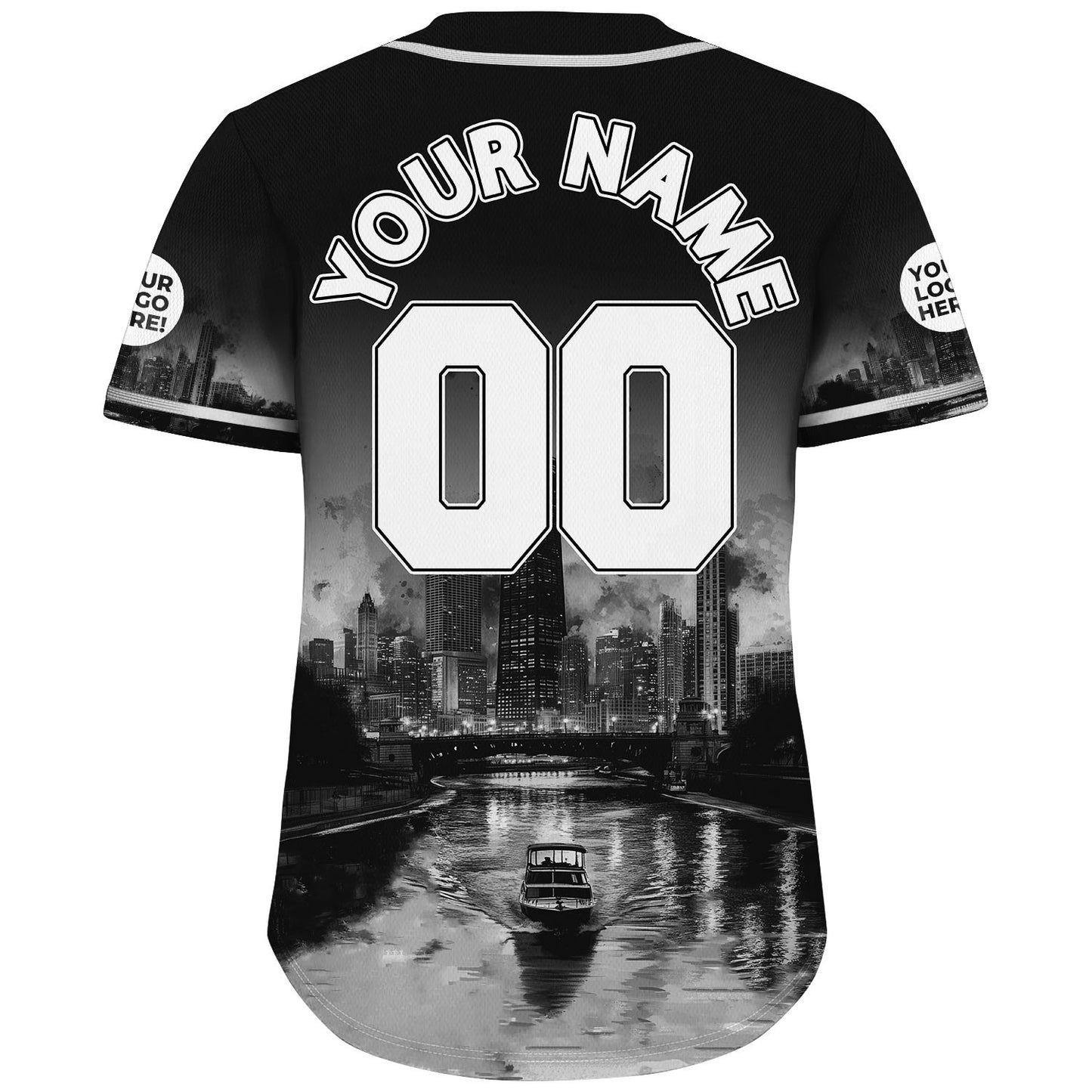 White Black Chicago Illinois John Hancock Center Starry Night Custom Name Baseball Jerseys For Men & Women