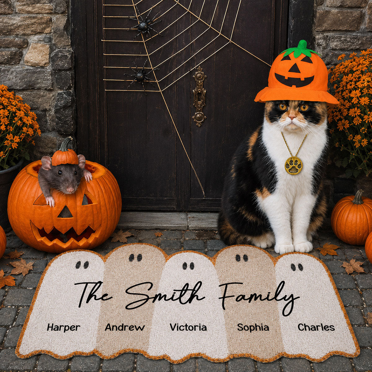 Ghost Family With Names - Personalized Doormat - Gift For Family