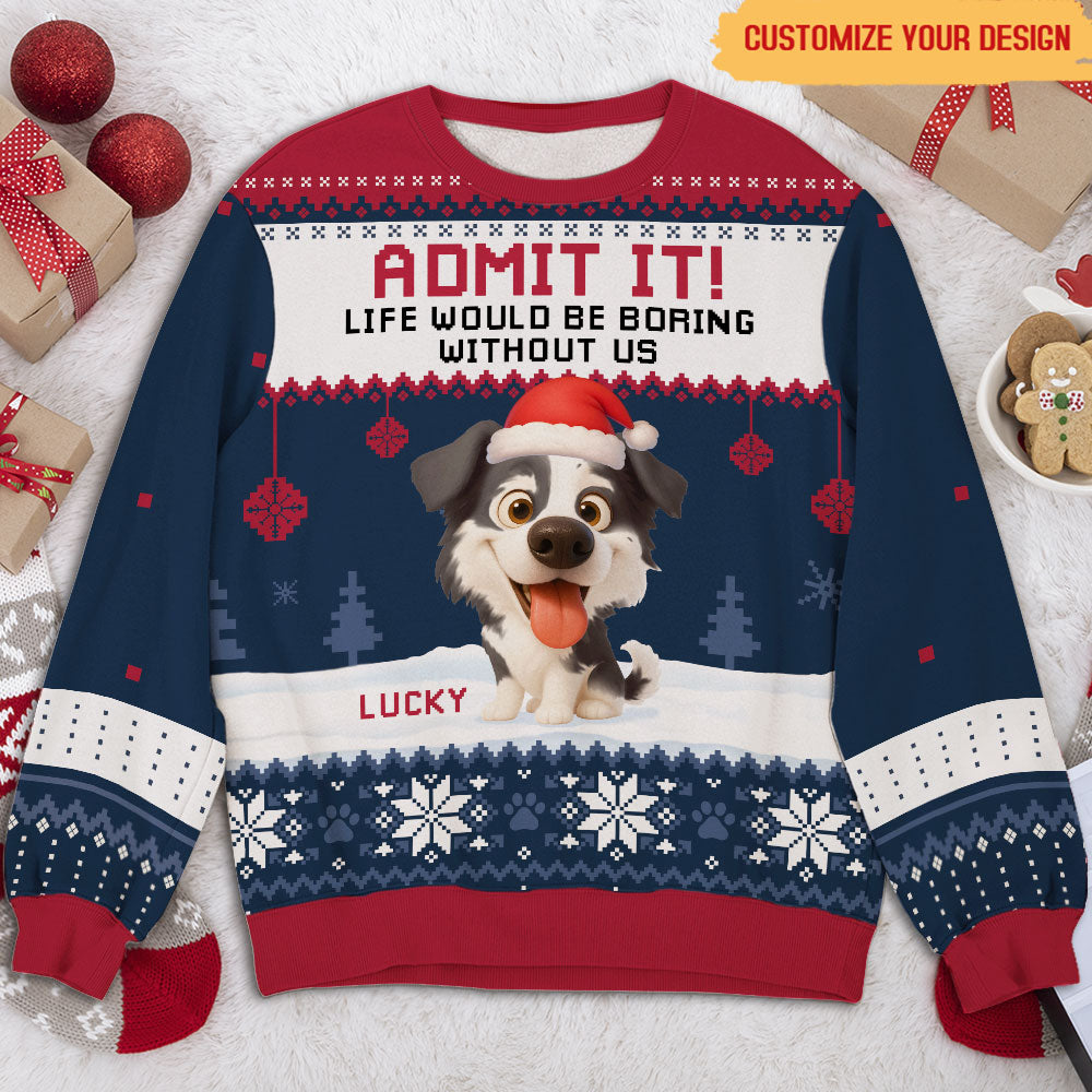 Pawlidays With My Baby Cartoon - Personalized All-Over-Print Sweatshirt