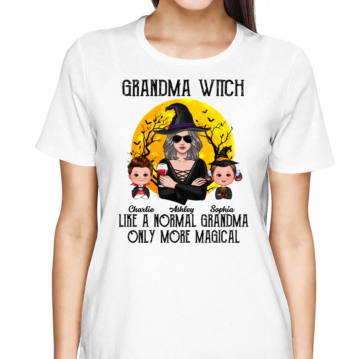 Grandma Witch Halloween Girl Vector - Personalized Shirt - Gift For Grandma