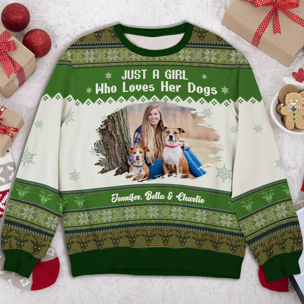 Just A Girl And Her Lovely Dogs Photo - Personalized All-Over-Print Sweatshirt
