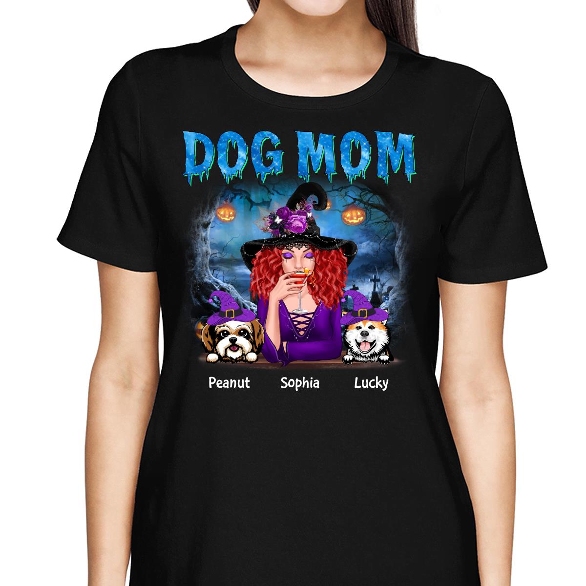 Halloween Blue Forest Night Dog Mom - Personalized Shirt - Gift For Mom