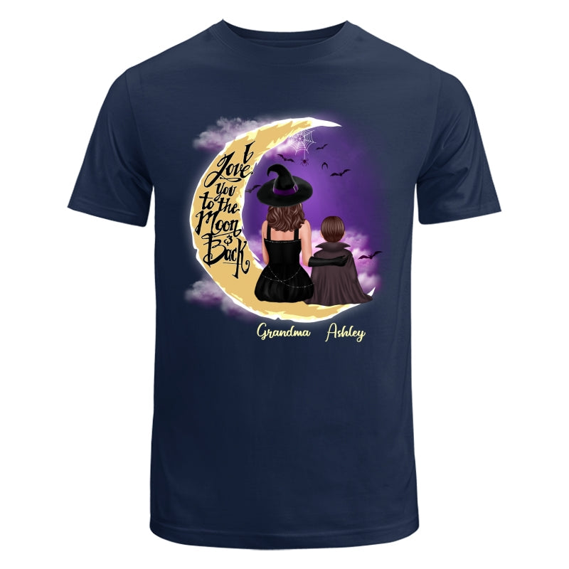 Halloween Grandma & Grandkid On Moon Back View - Personalized Shirt - Gift For Grandma, Mom