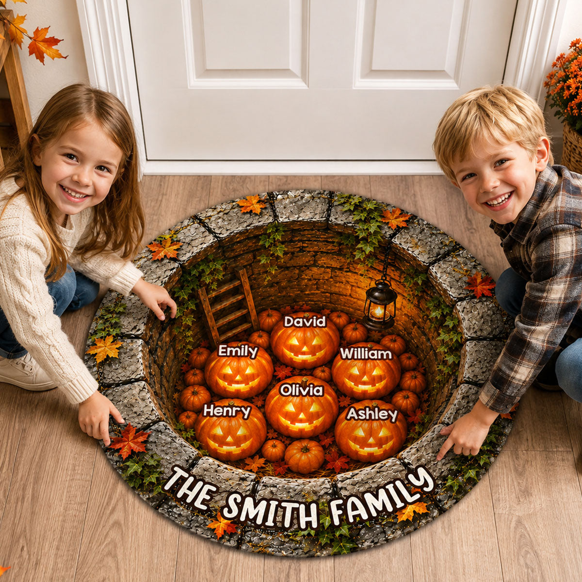 Halloween Pumpkin Family Spooky Gothic - Personalized Doormat - Gift For Family