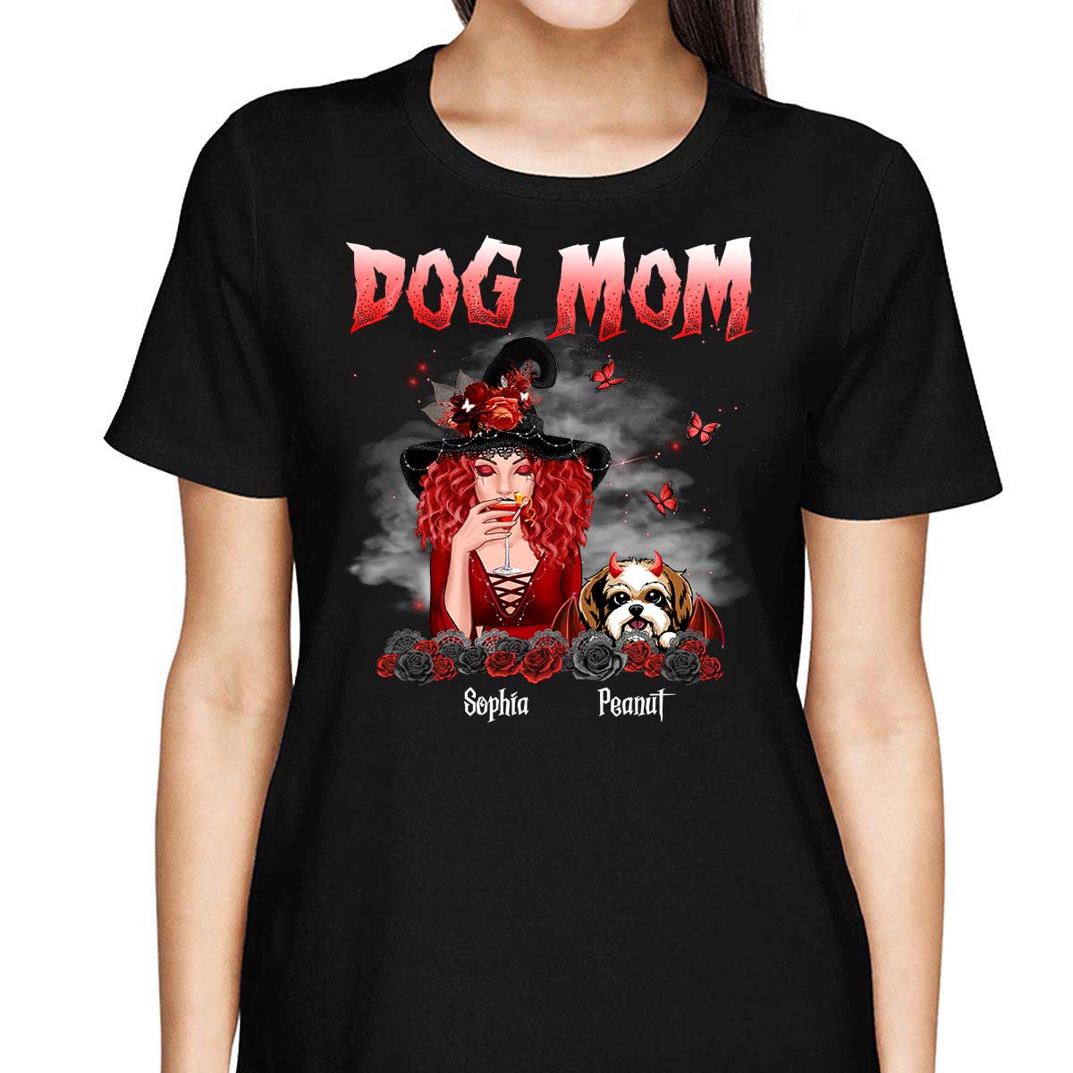 Halloween Roses Dog Mom - Personalized Shirt - Gift For Mom