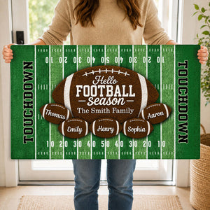 Hello Football Season personalized doormat sizes