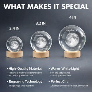 The Day You Were Born Custom Moon Phase by Date - Personalized Crystal Ball LED Night Light - Heartfelt Birthday, Just Because Gift for Loved Ones