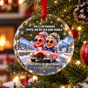 Old And Senile Besties glass ornament