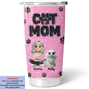 Lovely Cat Mom Blink tumbler glitter effect note