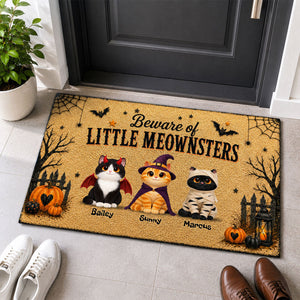 Spooky Halloween Beware of Little Cats Meownsters - Personalized Doormat - Halloween Gift For Cat Lovers, Halloween Decor
