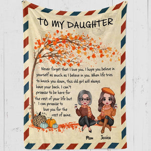 Fall Season To My Daughter letter personalized fleece blanket