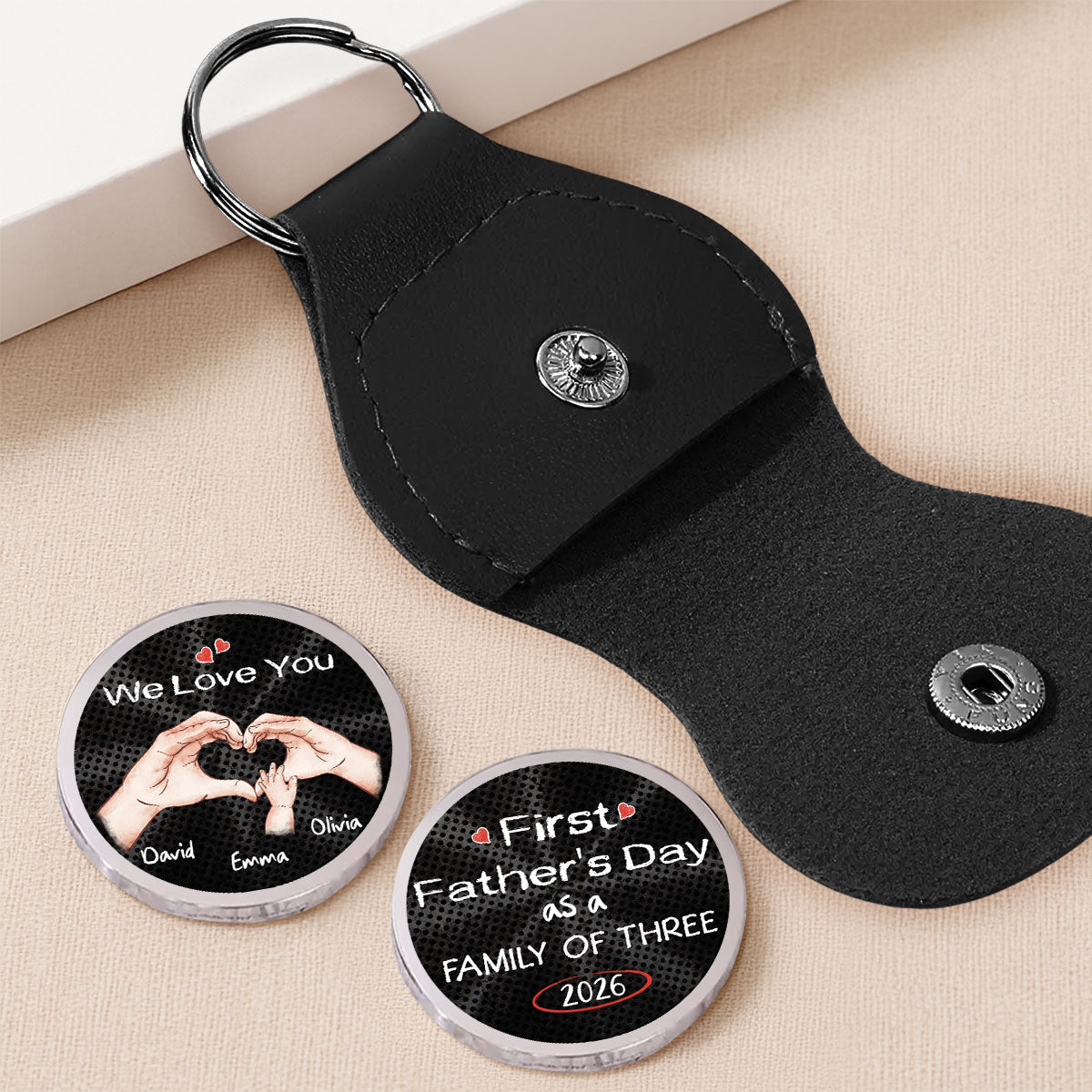 As A Family Of Three Fathers Day - Personalized Pocket Hug - Christmas Gift For Dad