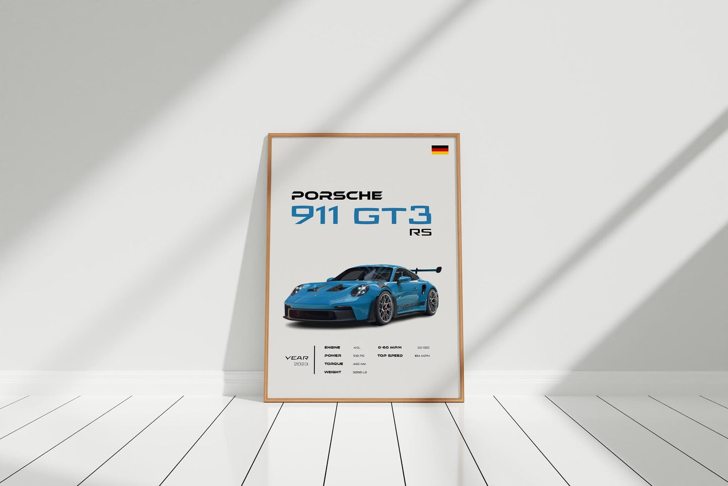Porsche 911 GT3 RS Poster - High Performance Sports Car Print - Motorsport Wall Art - Office Wall Decor - Car Lovers Gift