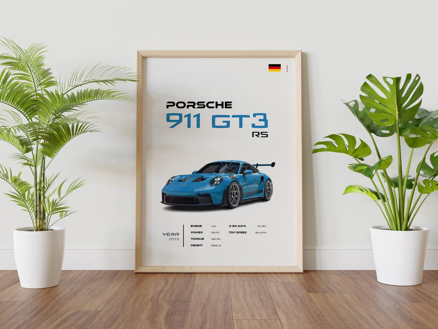 Porsche 911 GT3 RS Poster - High Performance Sports Car Print - Motorsport Wall Art - Office Wall Decor - Car Lovers Gift