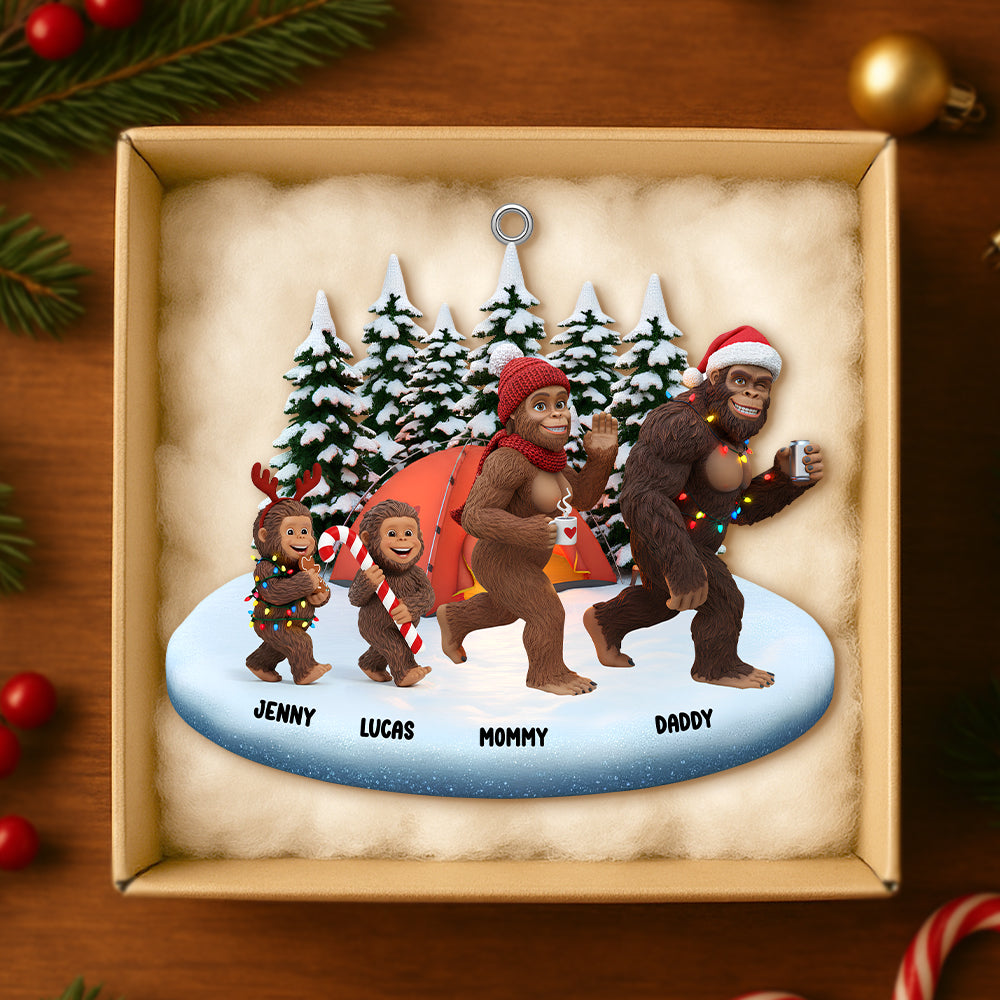 Sasquatch Family Christmas Ornament in gift box