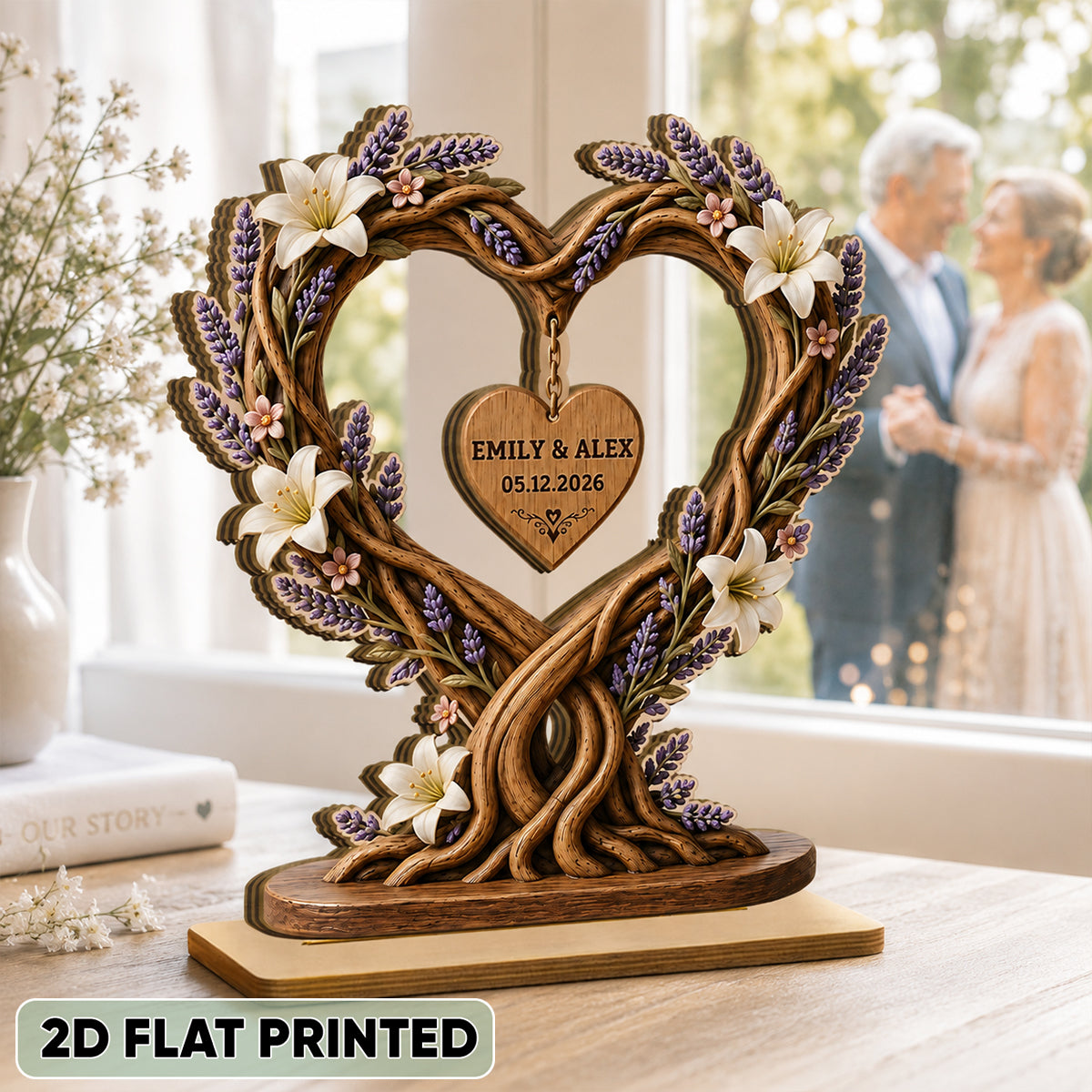 Couple Heart Tree Of Life - Personalized 2-Layered Wooden Plaque - Gift For Couples