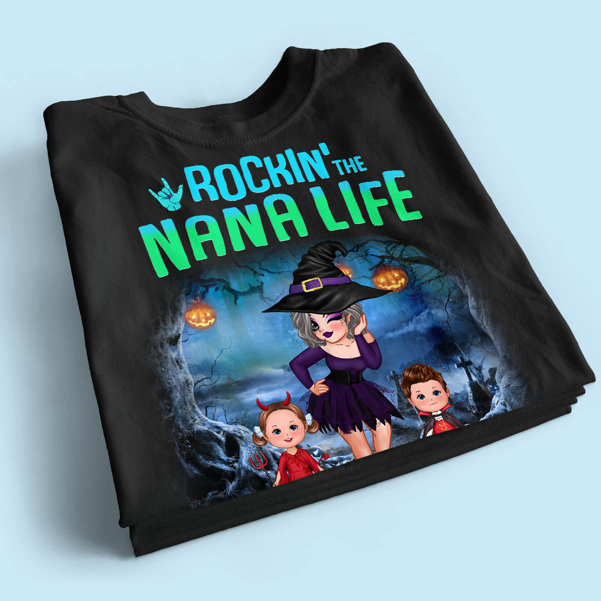 Night Halloween Rockin' Grandma Personalized Shirt