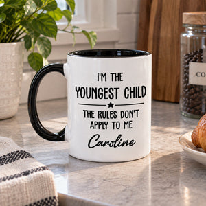 Family Rules Start With Siblings - Personalized Accent Mug