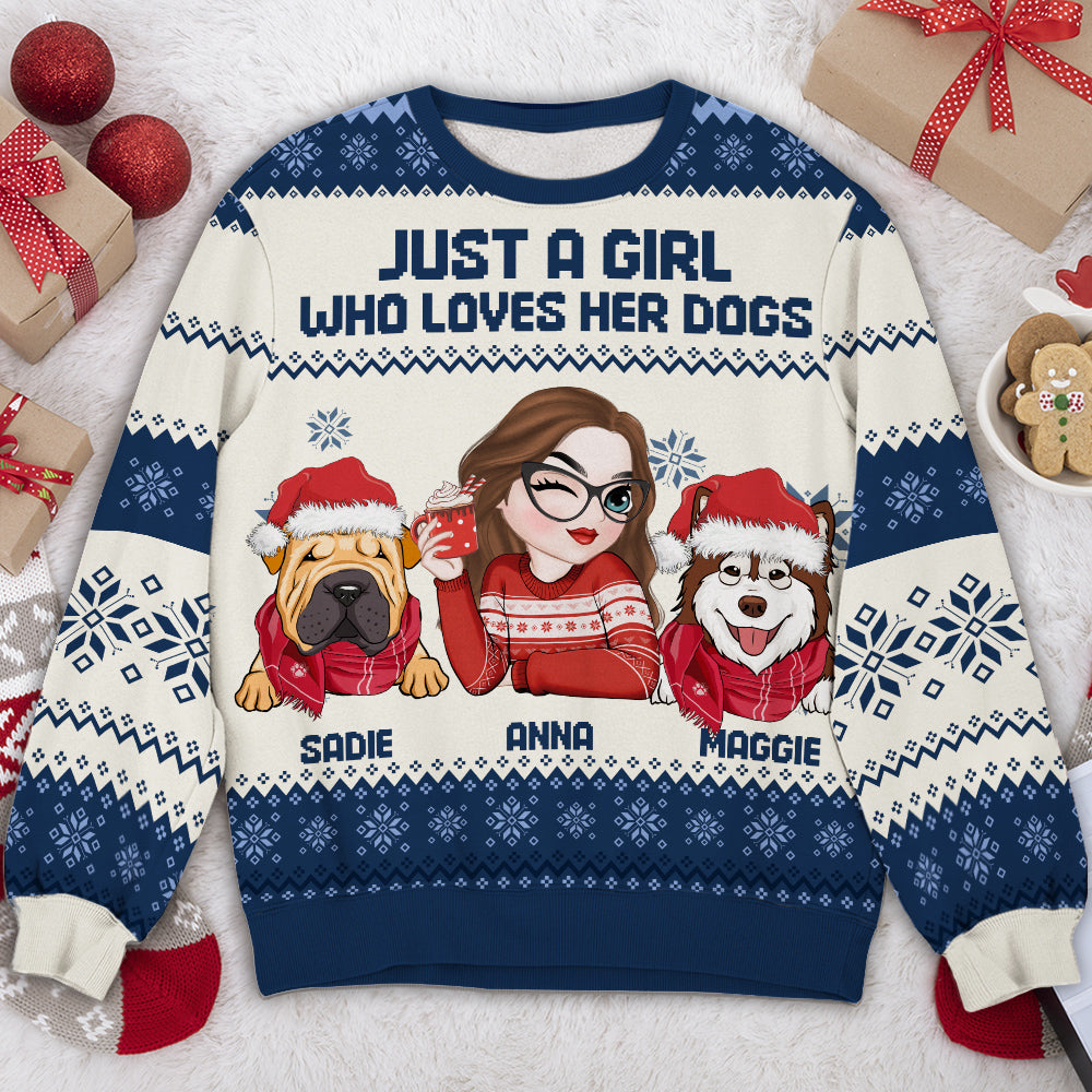 Just A Girl Red Cartoon - Personalized All-Over-Print Sweatshirt