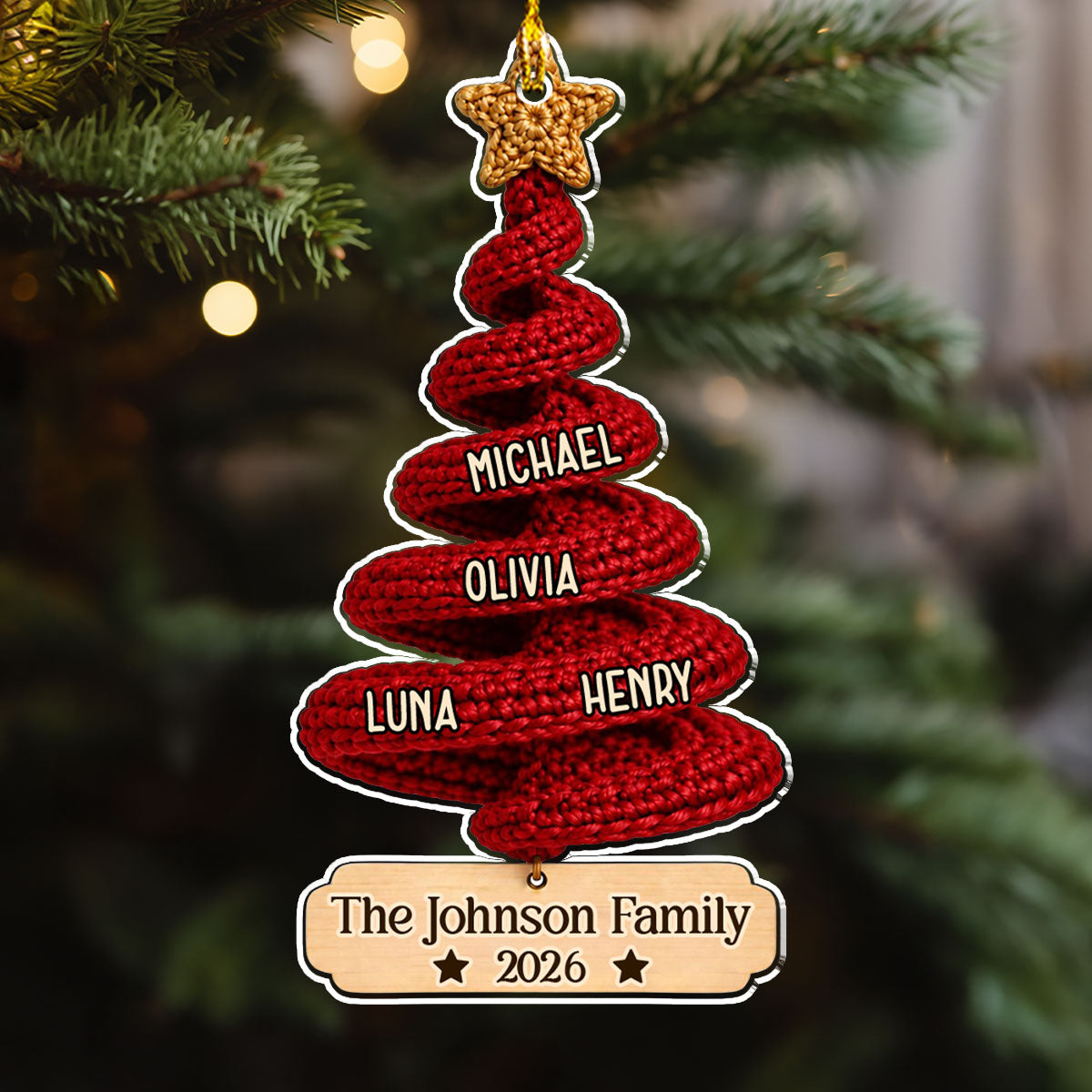 Custom Family Ornament, Christmas Gift for Family Members • Our Little Name Tree - Personalized Acrylic Ornament