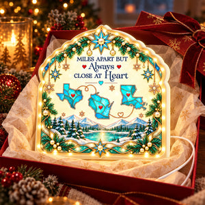 Miles Apart But Close At Heart State Map personalized light box