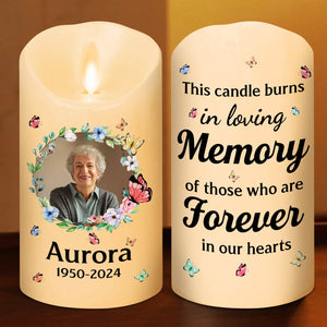 This Candle Burns In Loving Memory personalized LED memorial candle