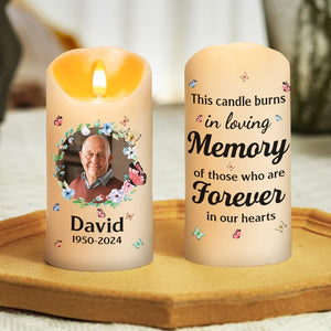 This Candle Burns In Loving Memory personalized LED memorial candle