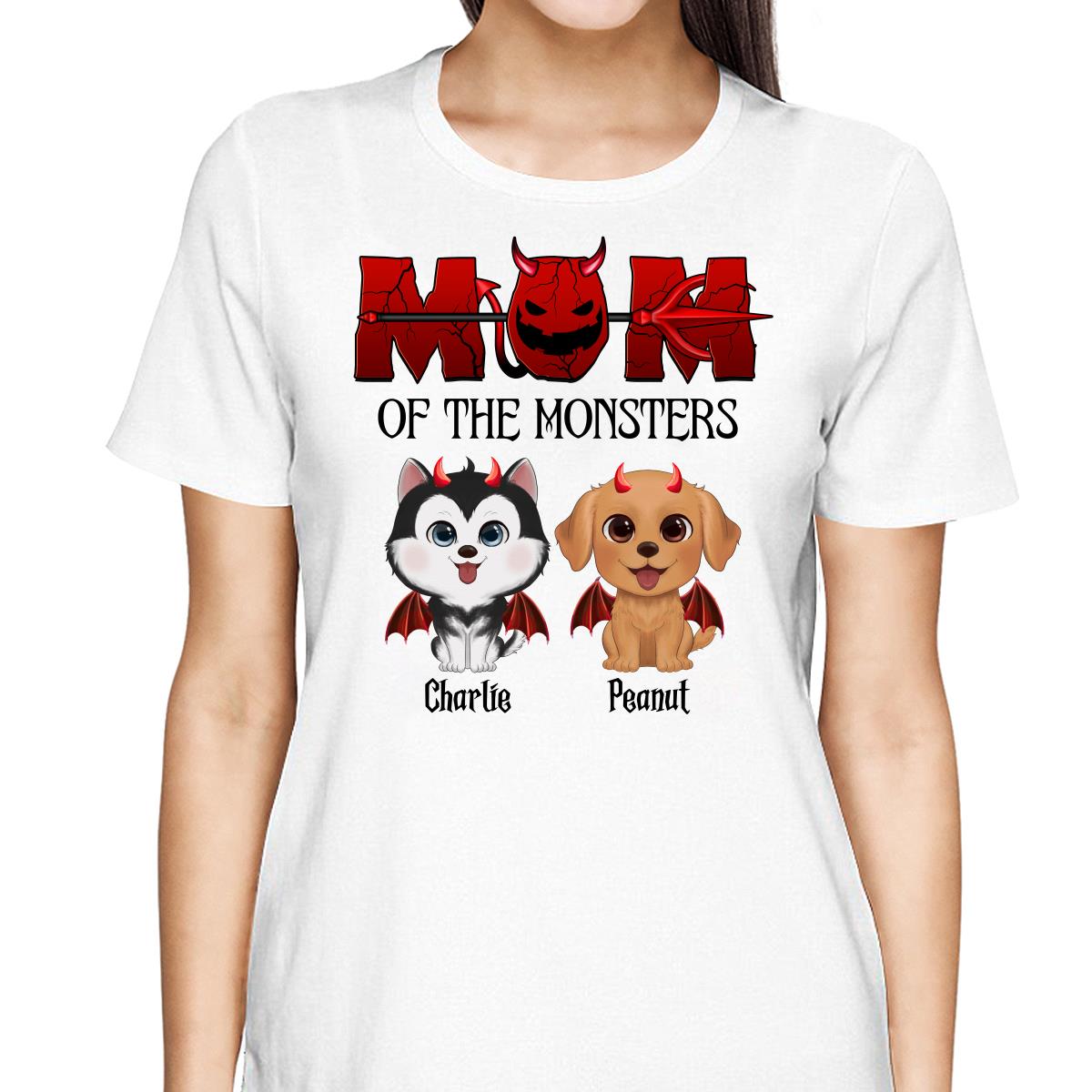Mom Of The Monsters Halloween Watercolor Cute Dogs - Personalized Shirt - Gift For Mom
