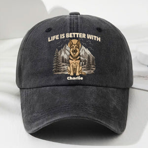 Mountain Trips With Dogs Personalized Vintage Washed Denim Cap