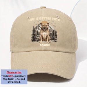 Mountain Trips With Dogs Personalized Vintage Washed Denim Cap