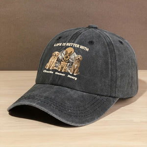 Mountain Trips With Dogs Personalized Vintage Washed Denim Cap
