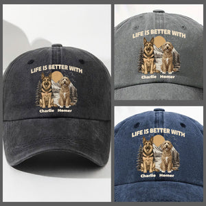 Mountain Trips With Dogs Personalized Vintage Washed Denim Cap