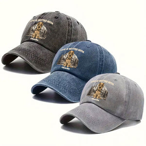 Mountain Trips With Dogs Personalized Vintage Washed Denim Cap