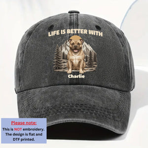Mountain Trips With Dogs Personalized Vintage Washed Denim Cap
