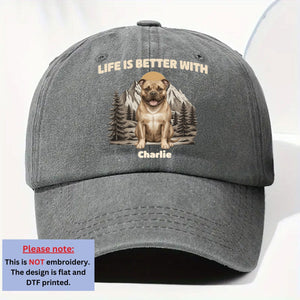 Mountain Trips With Dogs Personalized Vintage Washed Denim Cap