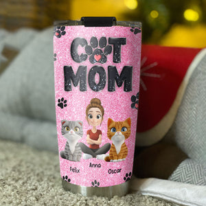 Lovely Cat Mom Blink tumbler close up