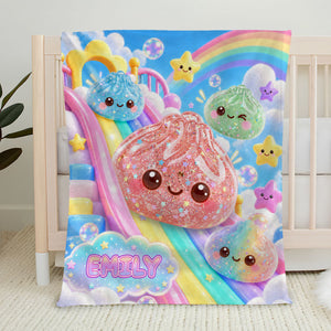Dumpling Squishy World Personalized Fleece Blanket