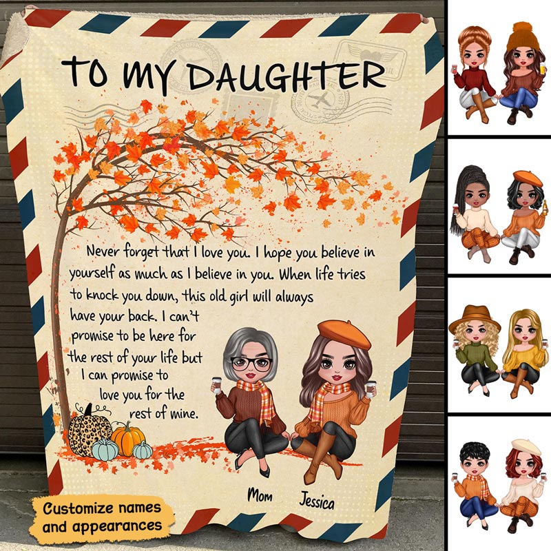 Fall Season To My Daughter Letter - Personalized Fleece Blanket - Gift For Daughter