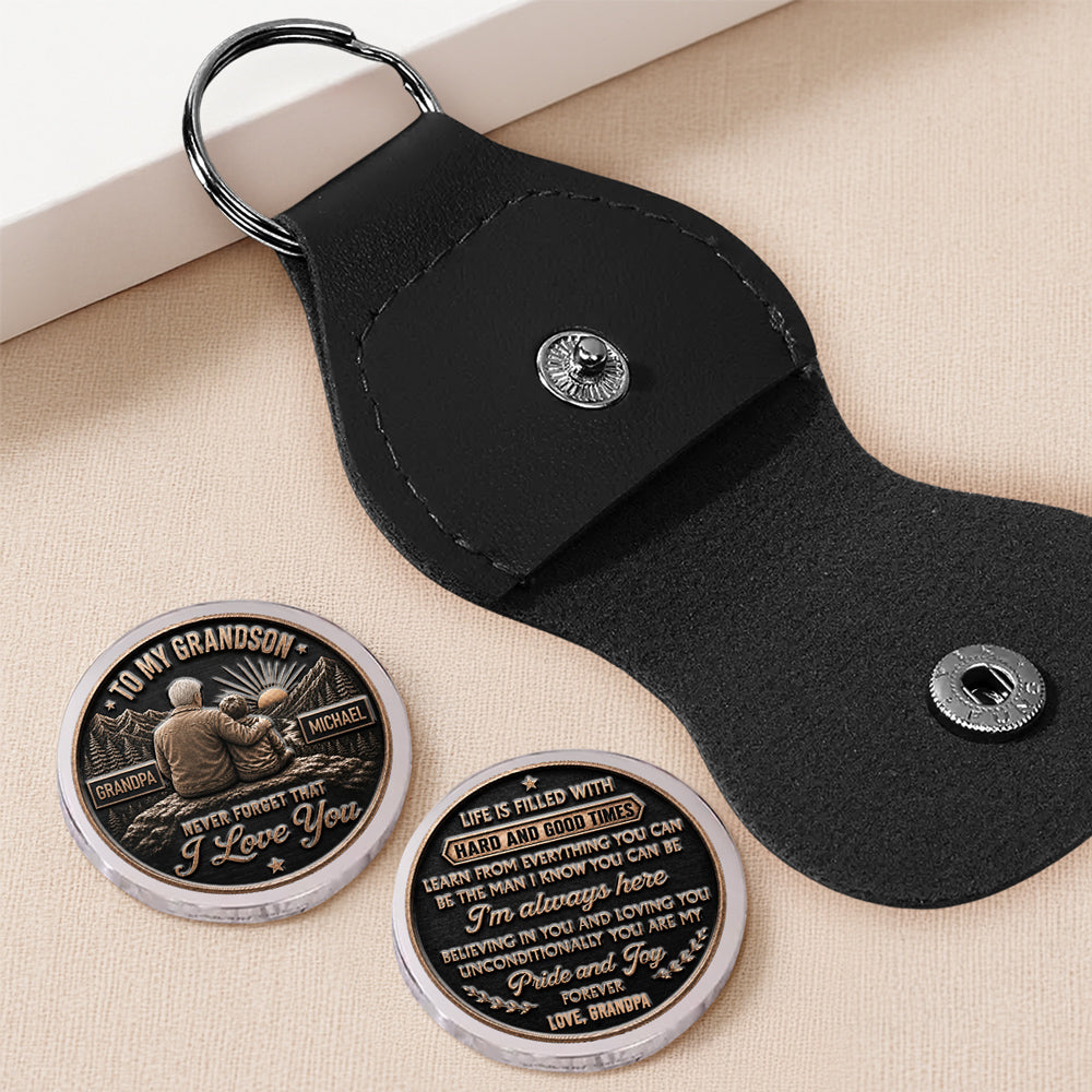 Grandpa Will Always Stand Beside - Personalized 3D Printing Pocket Hug - Christmas Gift For Grandson