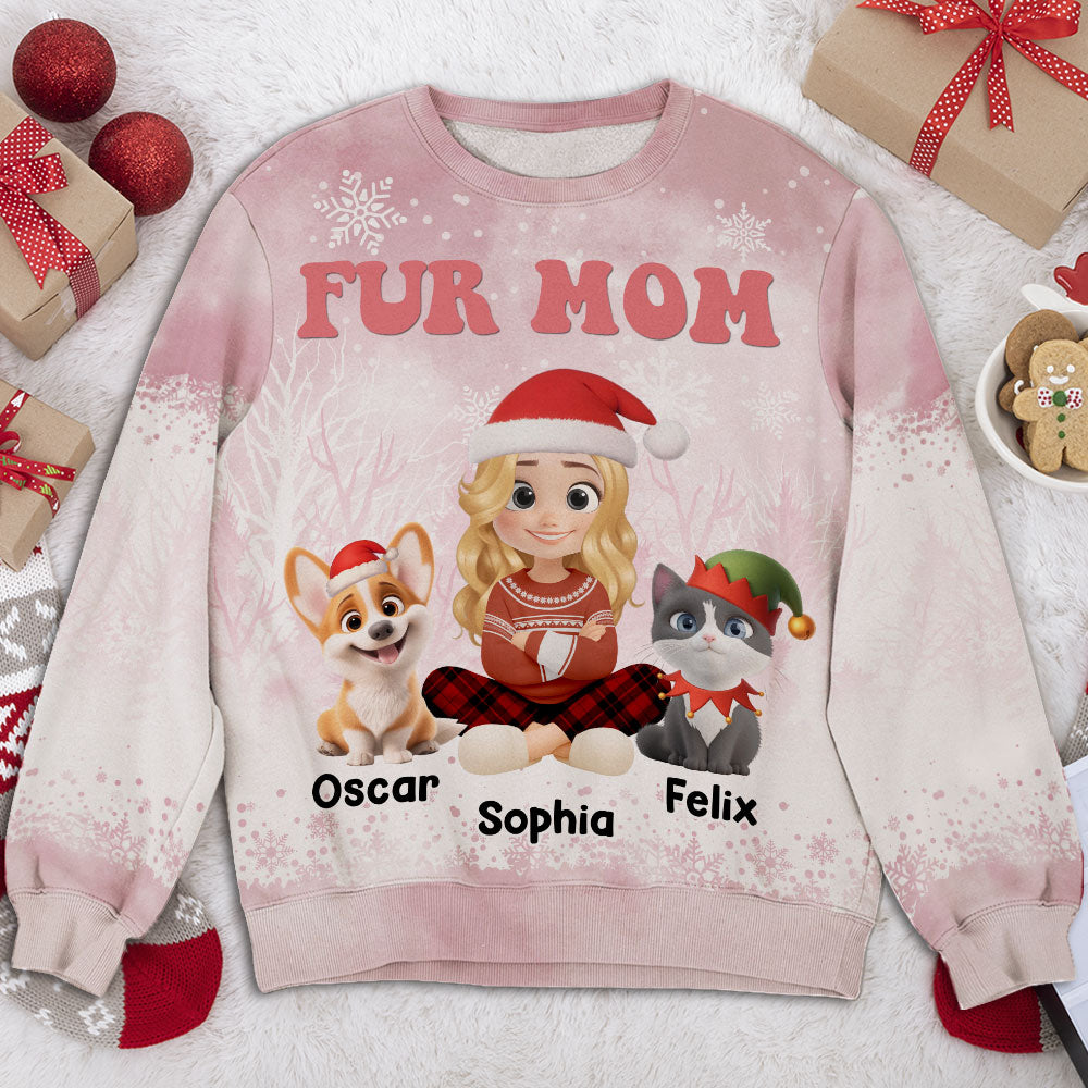 Fur Mom Christmas 2025 - Personalized All-Over-Print Sweatshirt