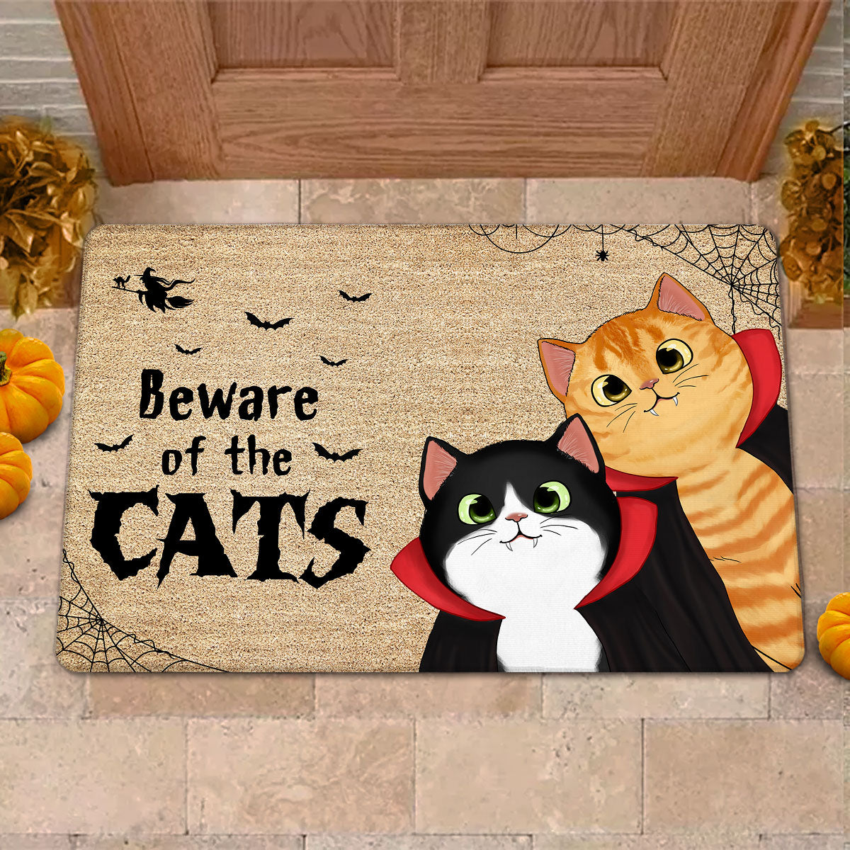 Peeking Cat Halloween - Personalized Doormat - Gift For Cat Lovers