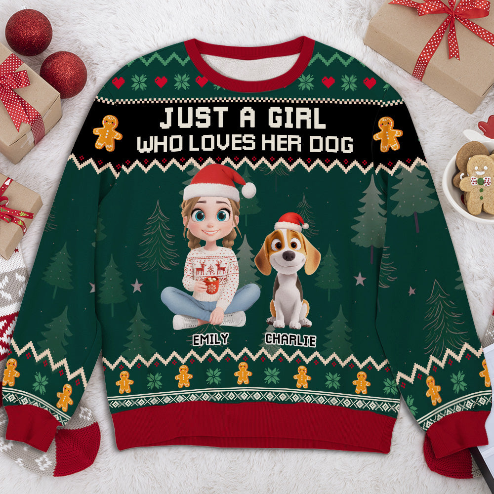 Just A Girl And Dogs In Christmas Day - Personalized All-Over-Print Sweatshirt