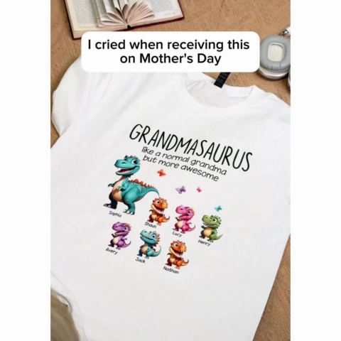 Grandmasaurus And Kids 3D Effect Dinosaurs Personalized Shirt - Gift For Grandma