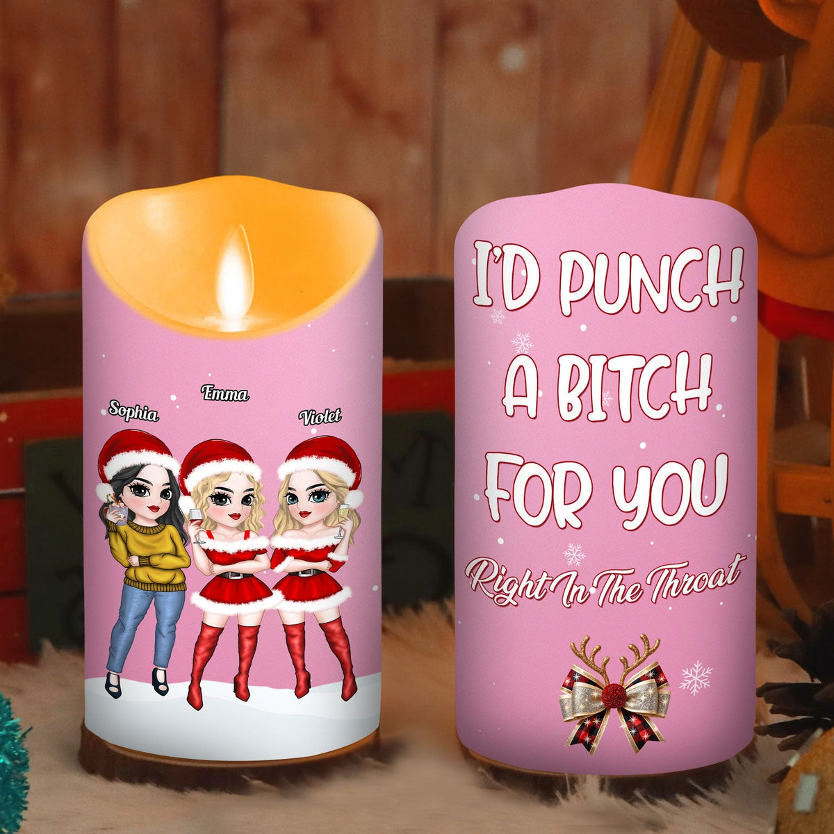 Punch Bitch personalized LED candle