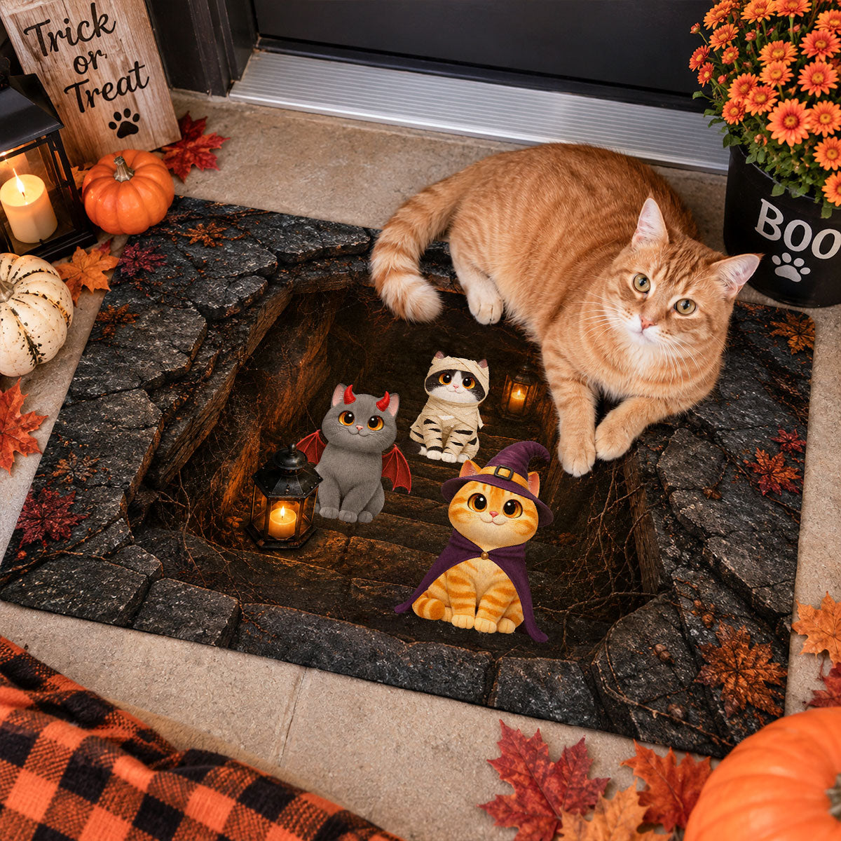 The Purr-fect Boo Crew Halloween Cats - Personalized Doormat - Gift For Cat Lovers