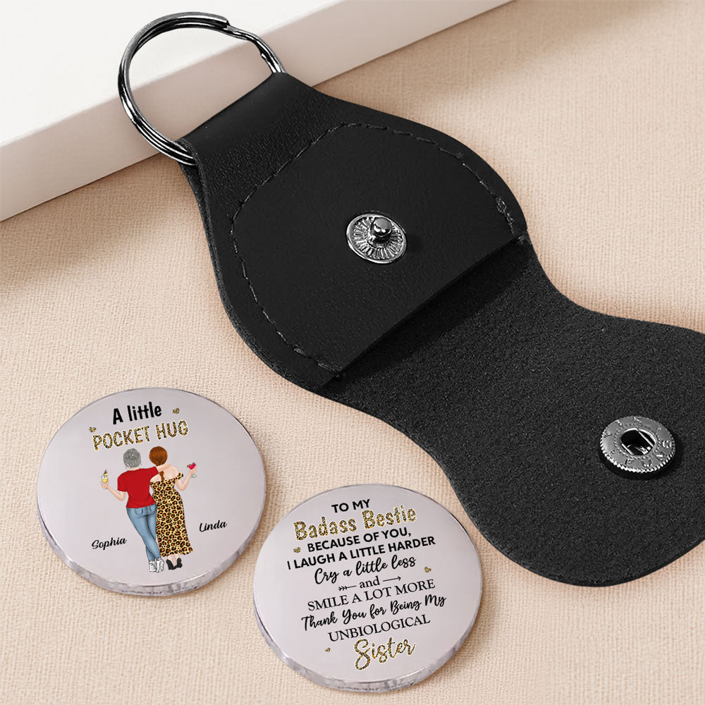 Because Of You I Laugh A Little Harder - Personalized Pocket Hug - Christmas Gift For Best Friend