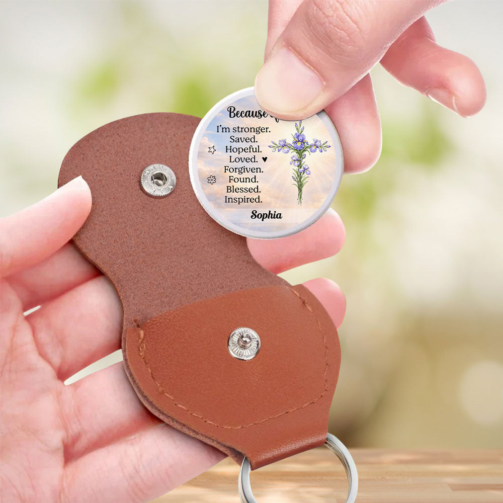 Stronger Because Of God - Personalized 3D Effect Pocket Hug - Christmas Gift For Her