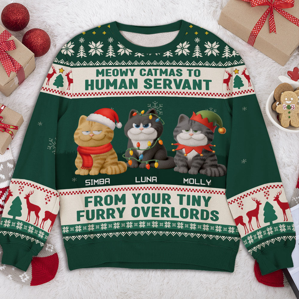 Meowy Catmas My Human - Personalized All-Over-Print Sweatshirt - Christmas Gift For Mom, Dad