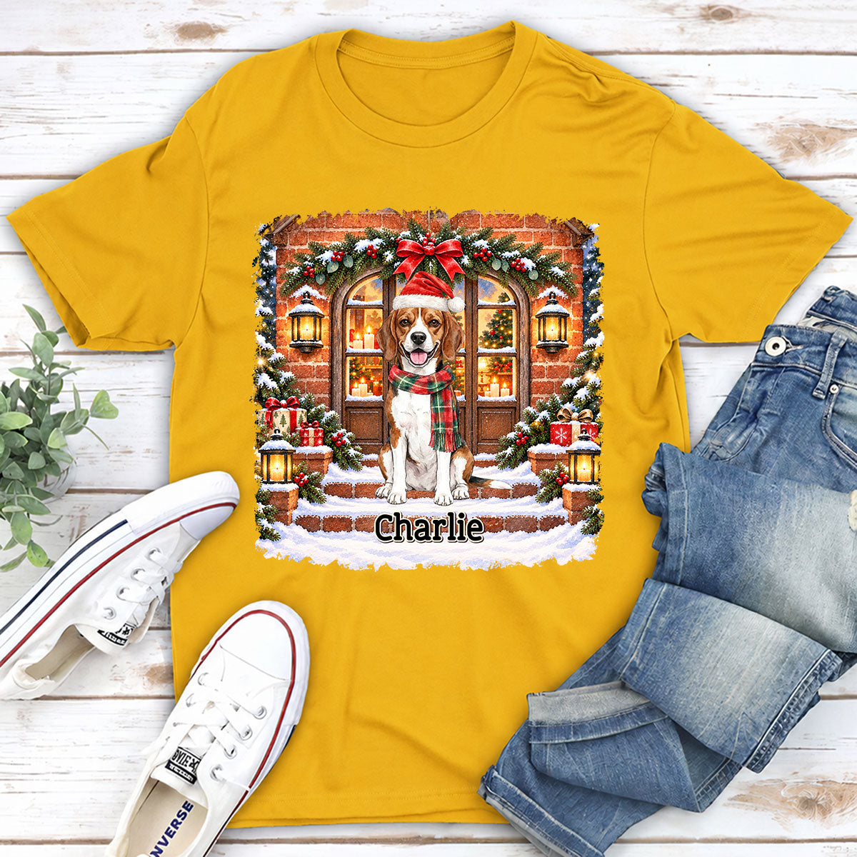 Jolly Little Friend - Personalized Basic T-Shirt - Christmas Gift For Dog Lovers